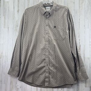 Cinch Outdoor Shirt Mens XXL Brown Big Buck Deer Antlers Hunting Button Down